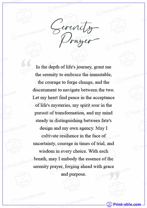 Serenity Prayer Printable