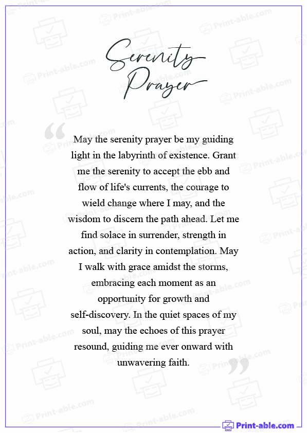 Serenity Prayer Printable
