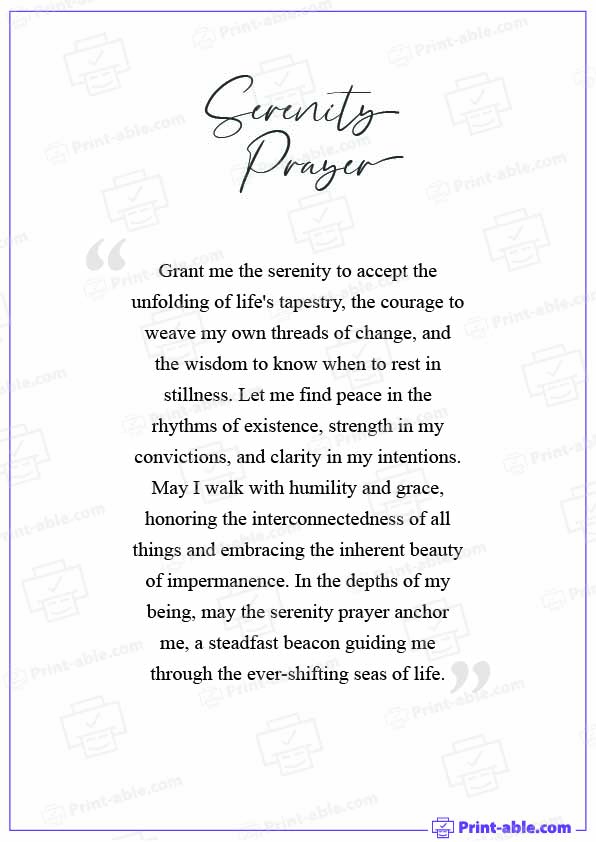 Serenity Prayer Printable