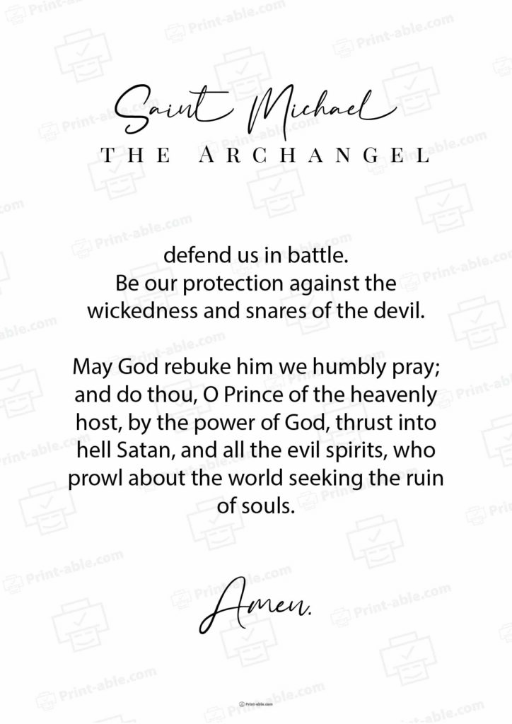 St. Michael The Archangel Prayer Printable