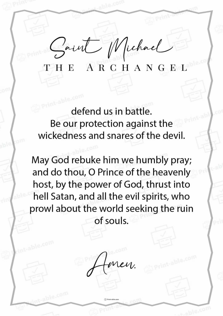 St. Michael The Archangel Prayer Printable
