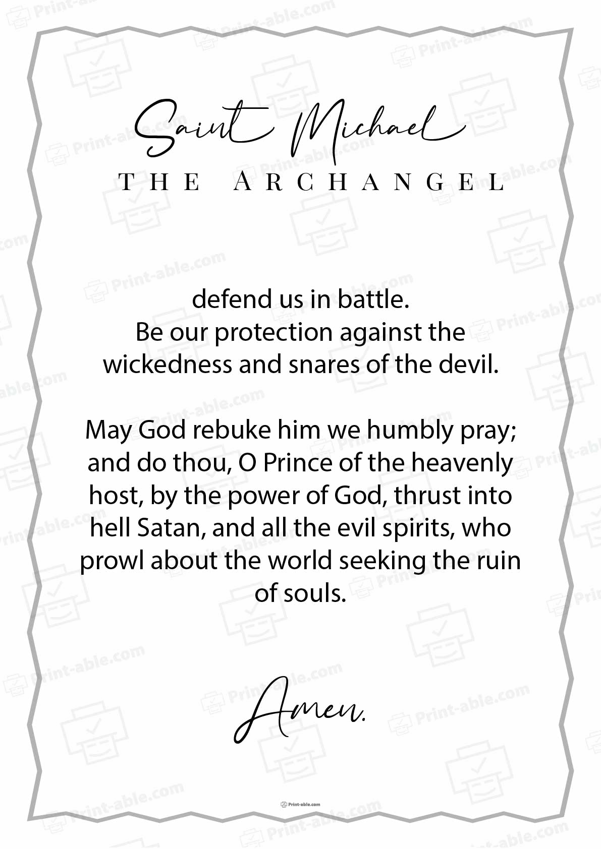 St. Michael The Archangel Prayer Printable