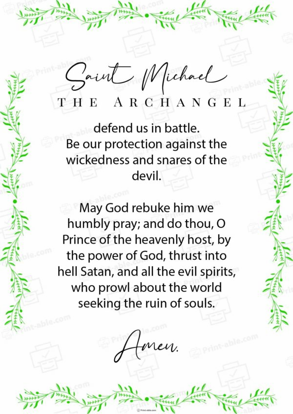 St. Michael The Archangel Prayer Printable