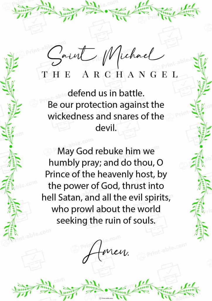 St. Michael The Archangel Prayer Printable