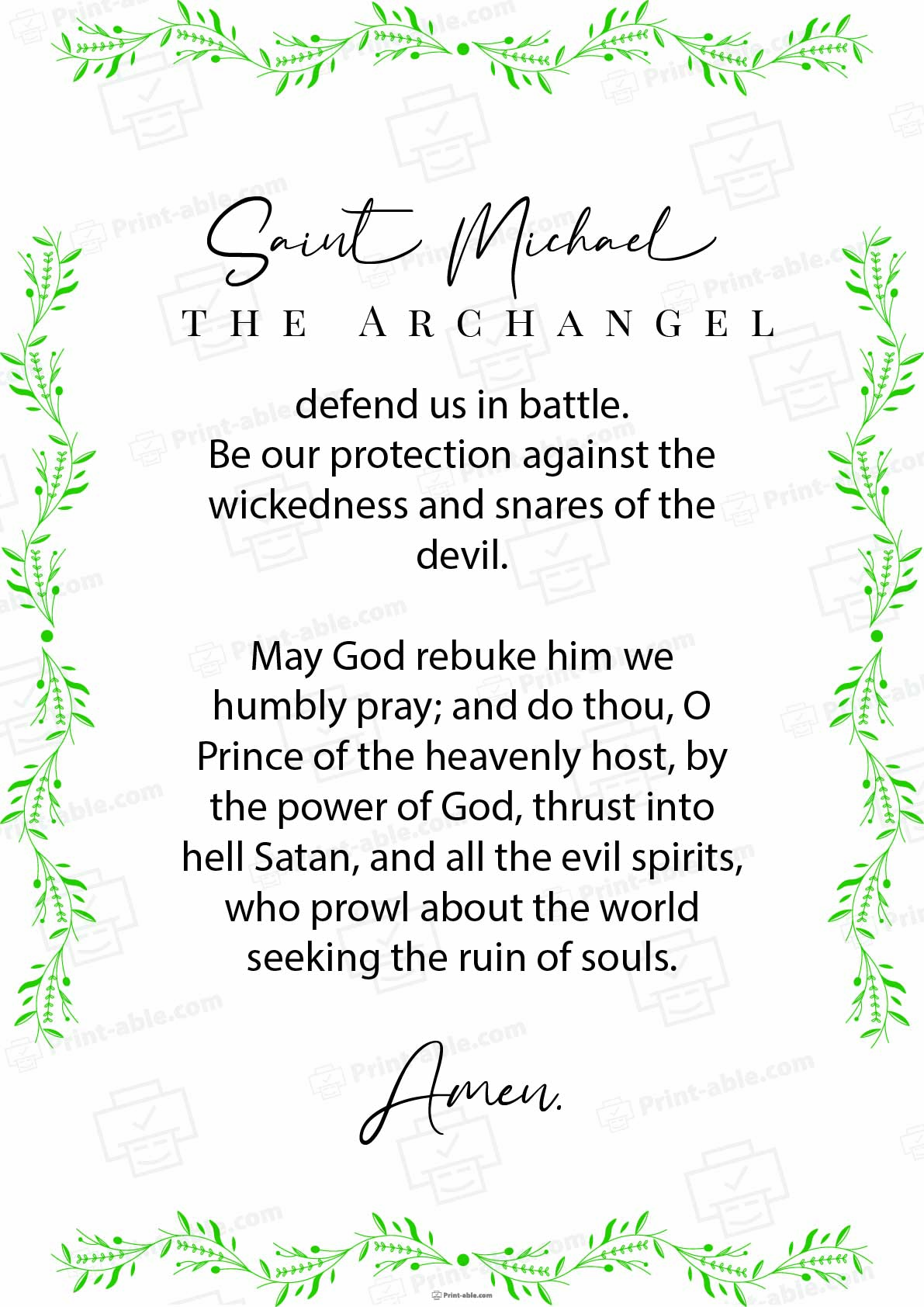St. Michael The Archangel Prayer Printable