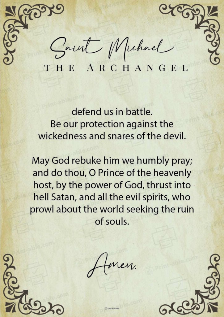 St. Michael The Archangel Prayer Printable