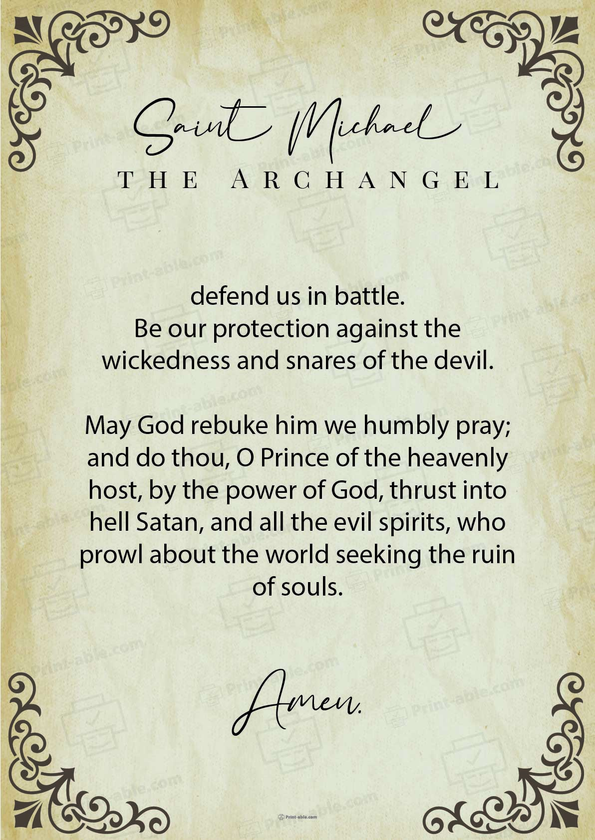 St. Michael The Archangel Prayer Printable