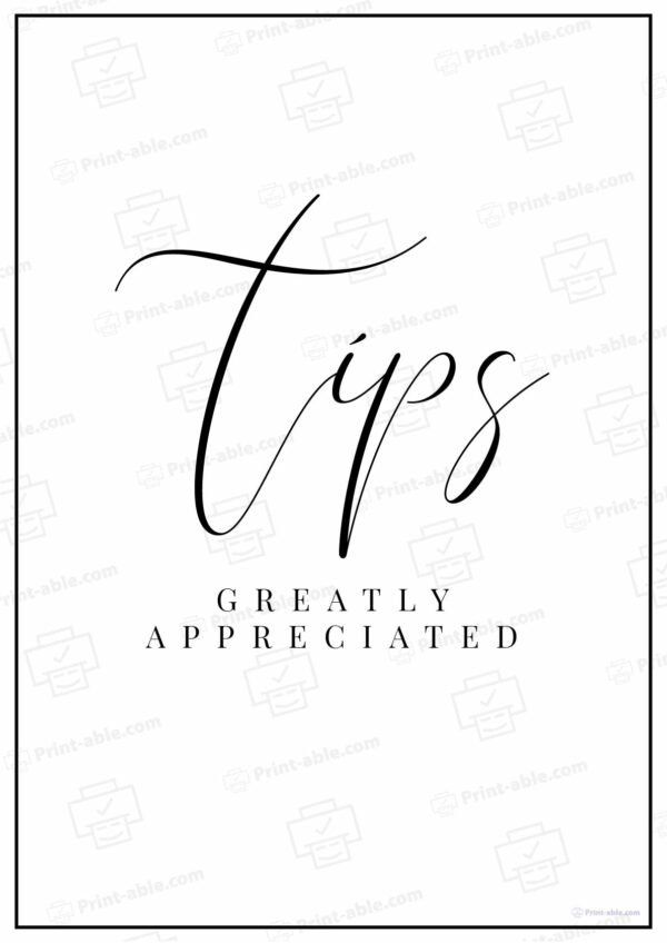 Tip Jar Signs Printable