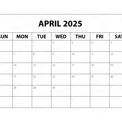 April 2025 Calendar Printable