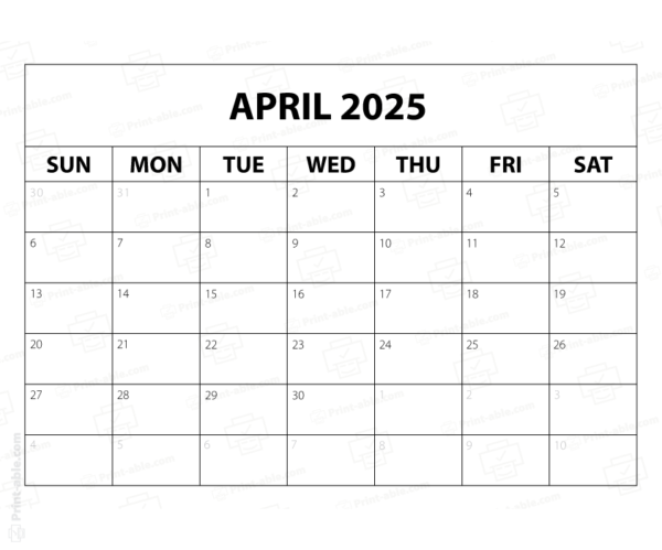 April 2025 Calendar Printable