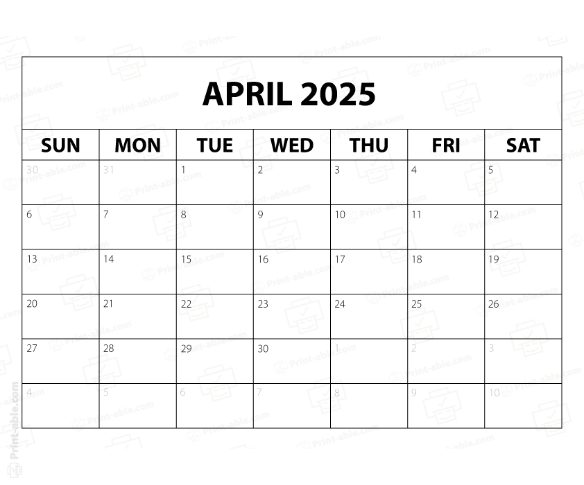 April 2025 Calendar Printable