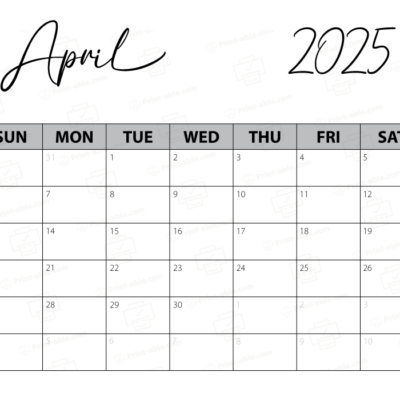 April 2025 Calendar Printable