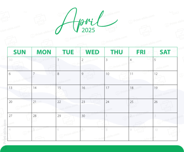 April 2025 Calendar Printable