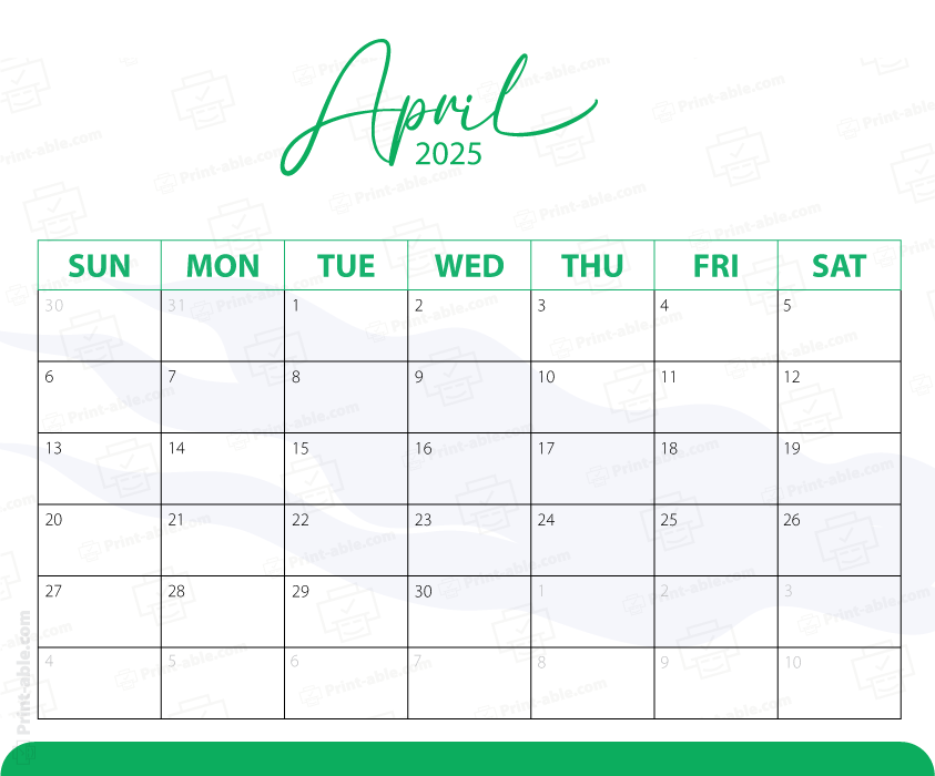 April 2025 Calendar Printable