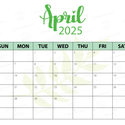 April 2025 Calendar Printable