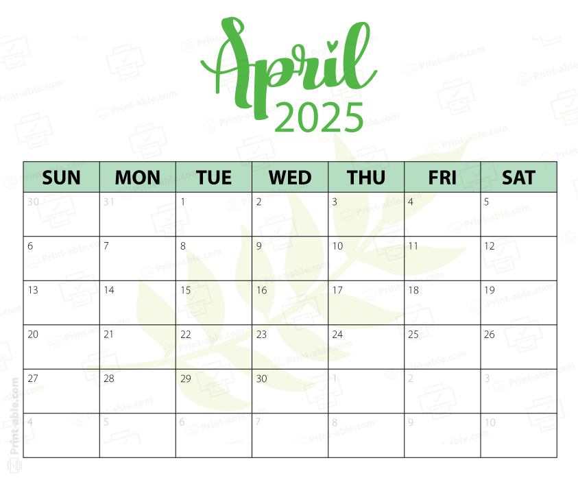 April 2025 Calendar Printable