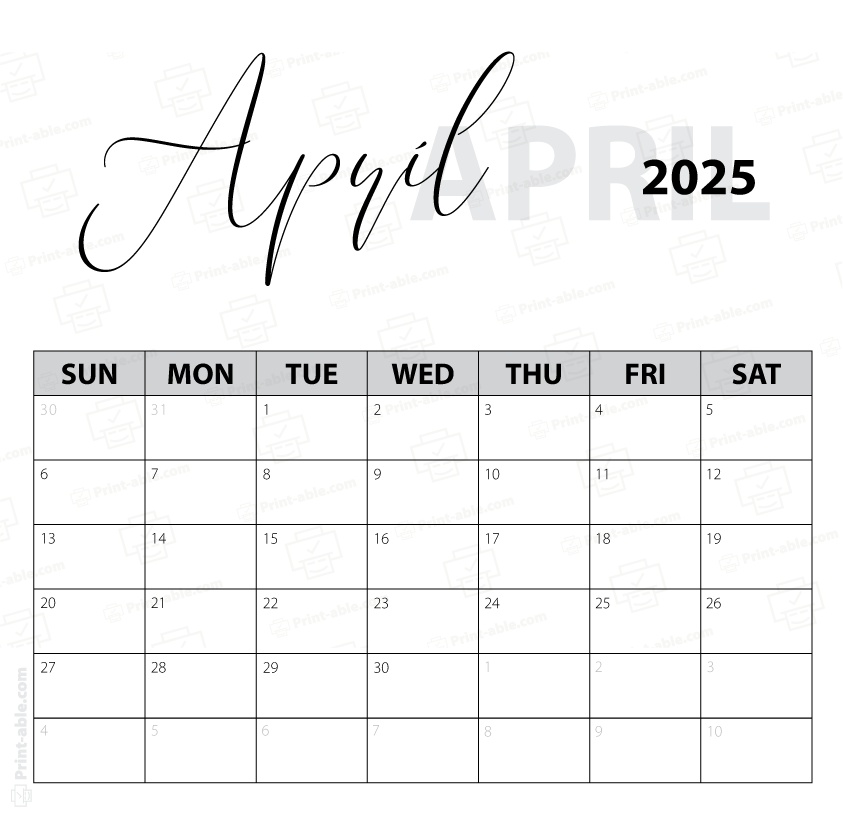 April 2025 Calendar Printable