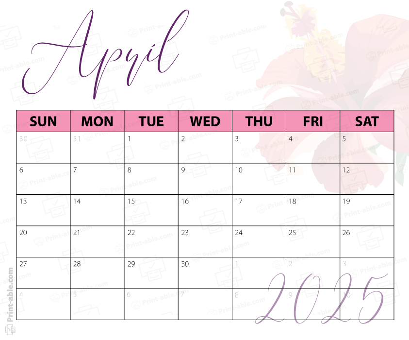 April 2025 Calendar Printable