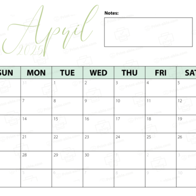 April 2025 Calendar Printable
