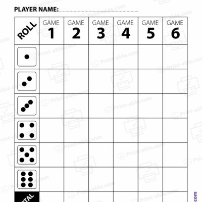 Bunco Score Sheets Printable Free Download