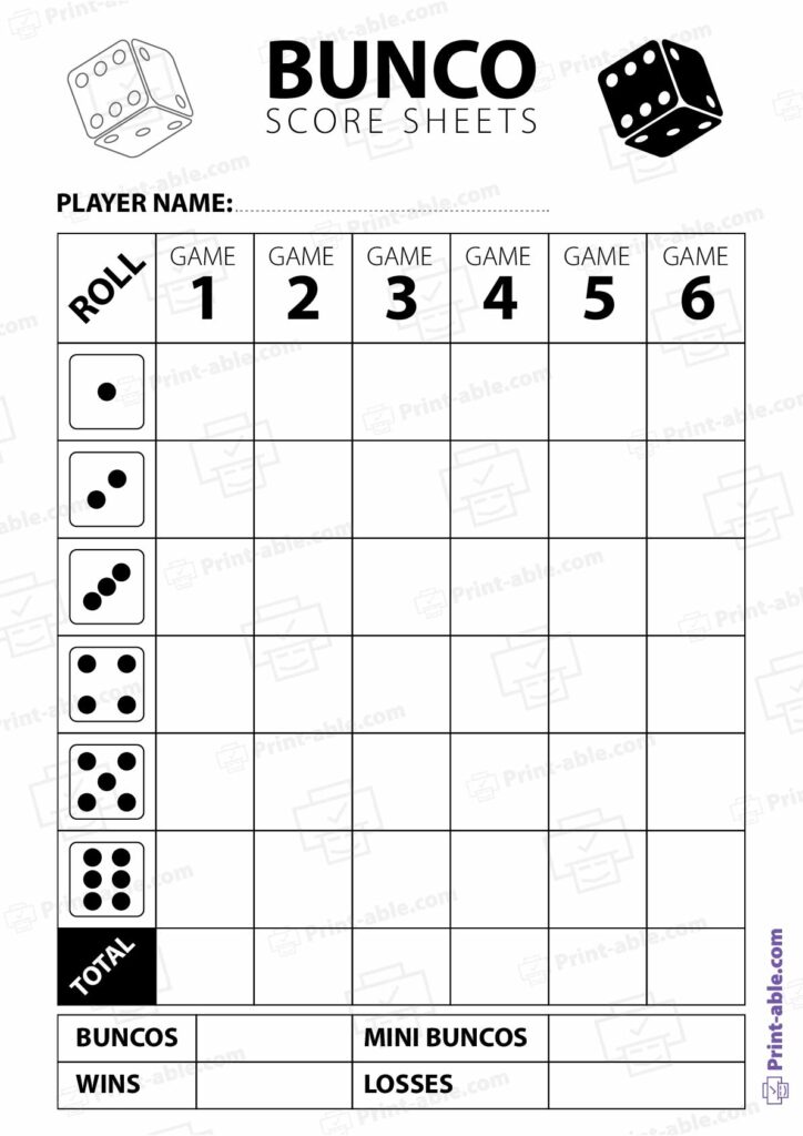 Bunco Score Sheets Printable Free Download