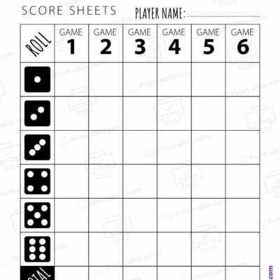 Bunco Score Sheets Printable Free Download