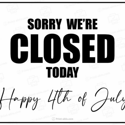 Closed 4th of July Sign