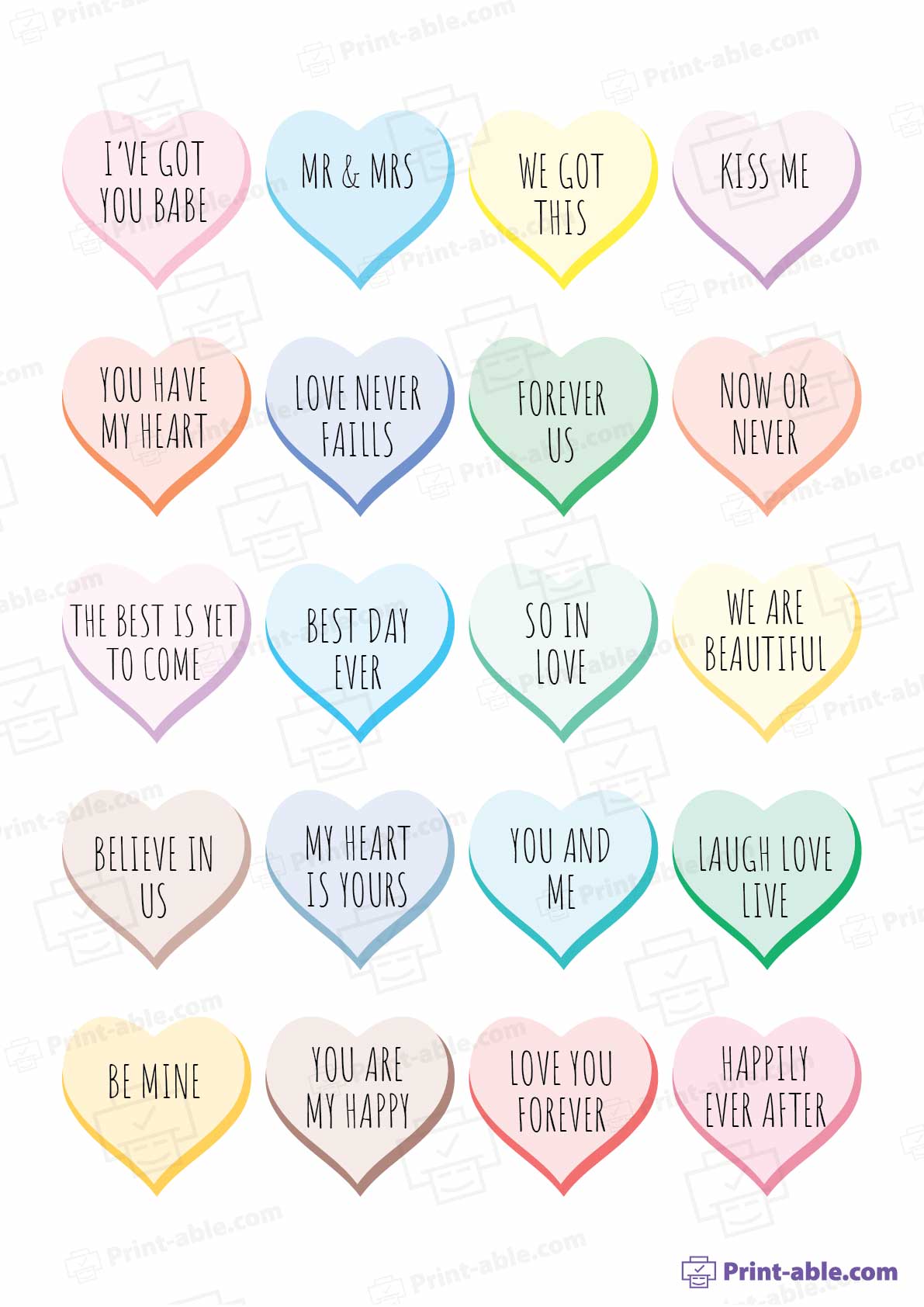 Conversation Hearts Printable Free Download