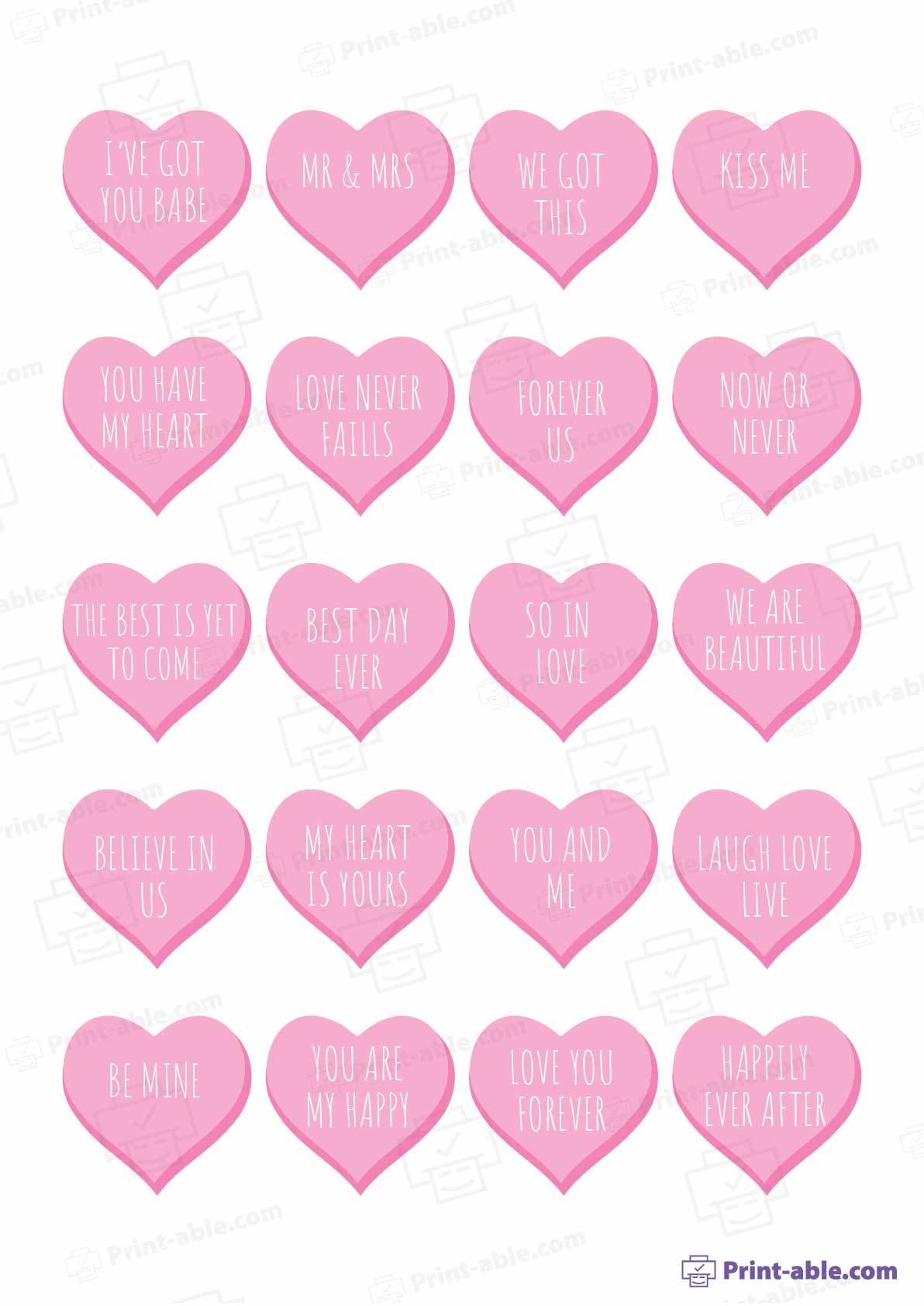 Conversation Hearts Printable Free Download