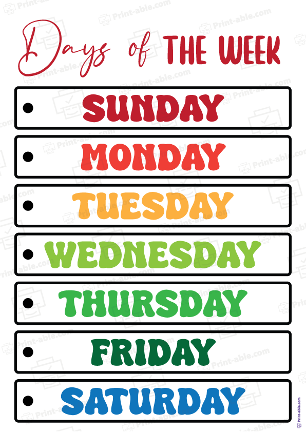 Days of the Week Printable