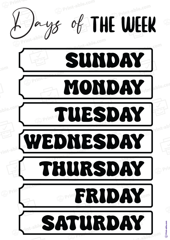 Days of the Week Printable