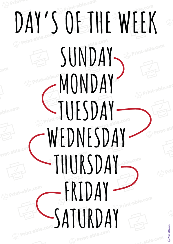 Days of the Week Printable