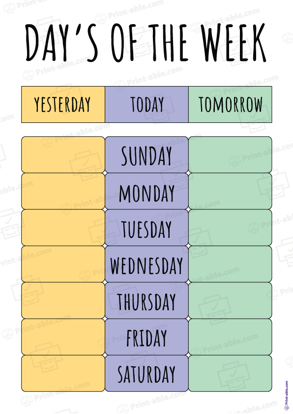Days of the Week Printable