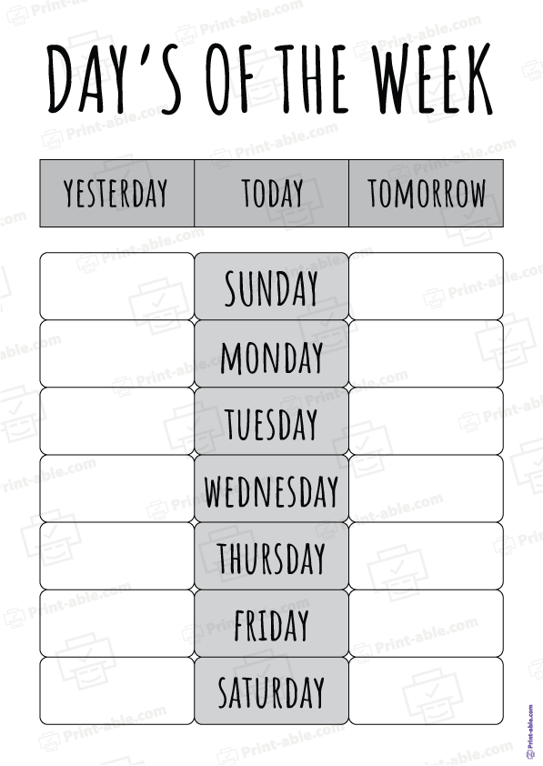 Days of the Week Printable