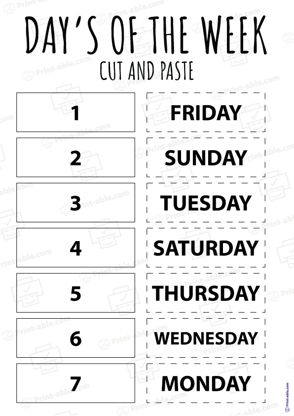 Days of the Week Printable