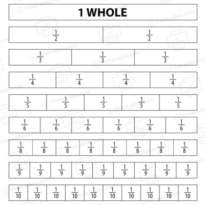 Fraction Strips Printable Worksheets