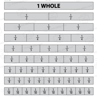 Fraction Strips Printable Worksheets