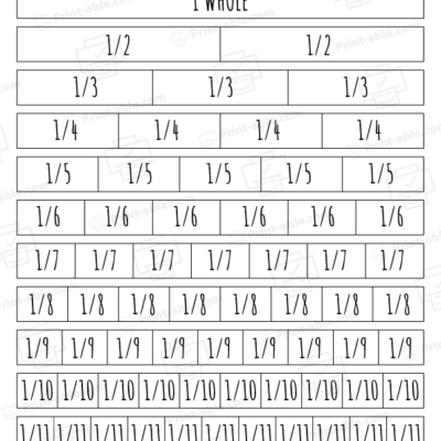 Fraction Strips Printable Worksheets