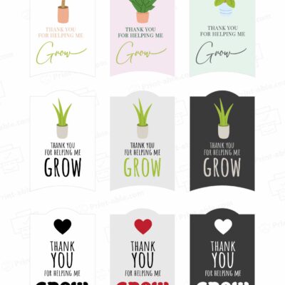 Thank You For Helping Me Grow Printable