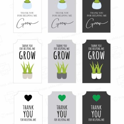 Thank You For Helping Me Grow Printable