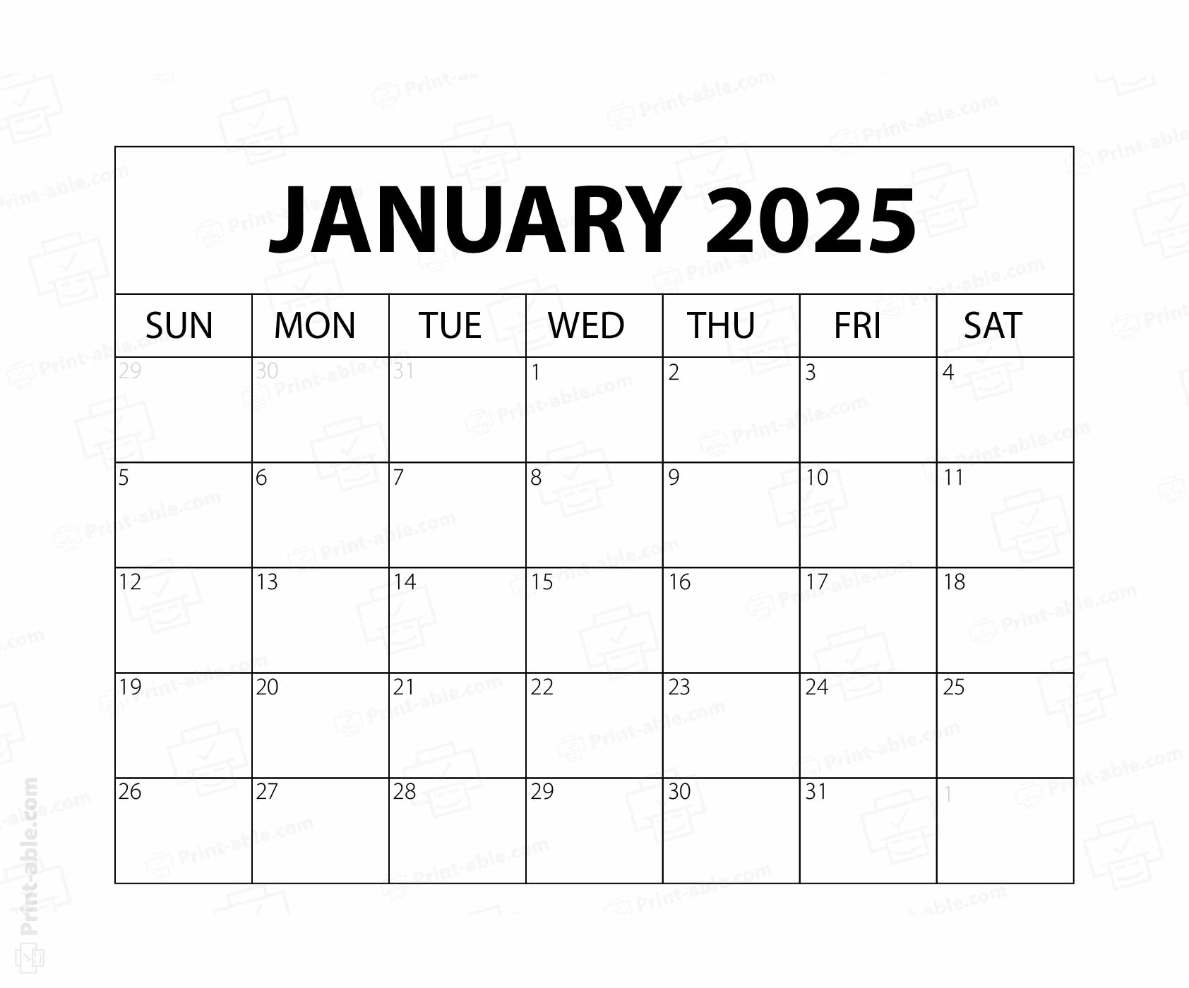 January 2025 Calendar