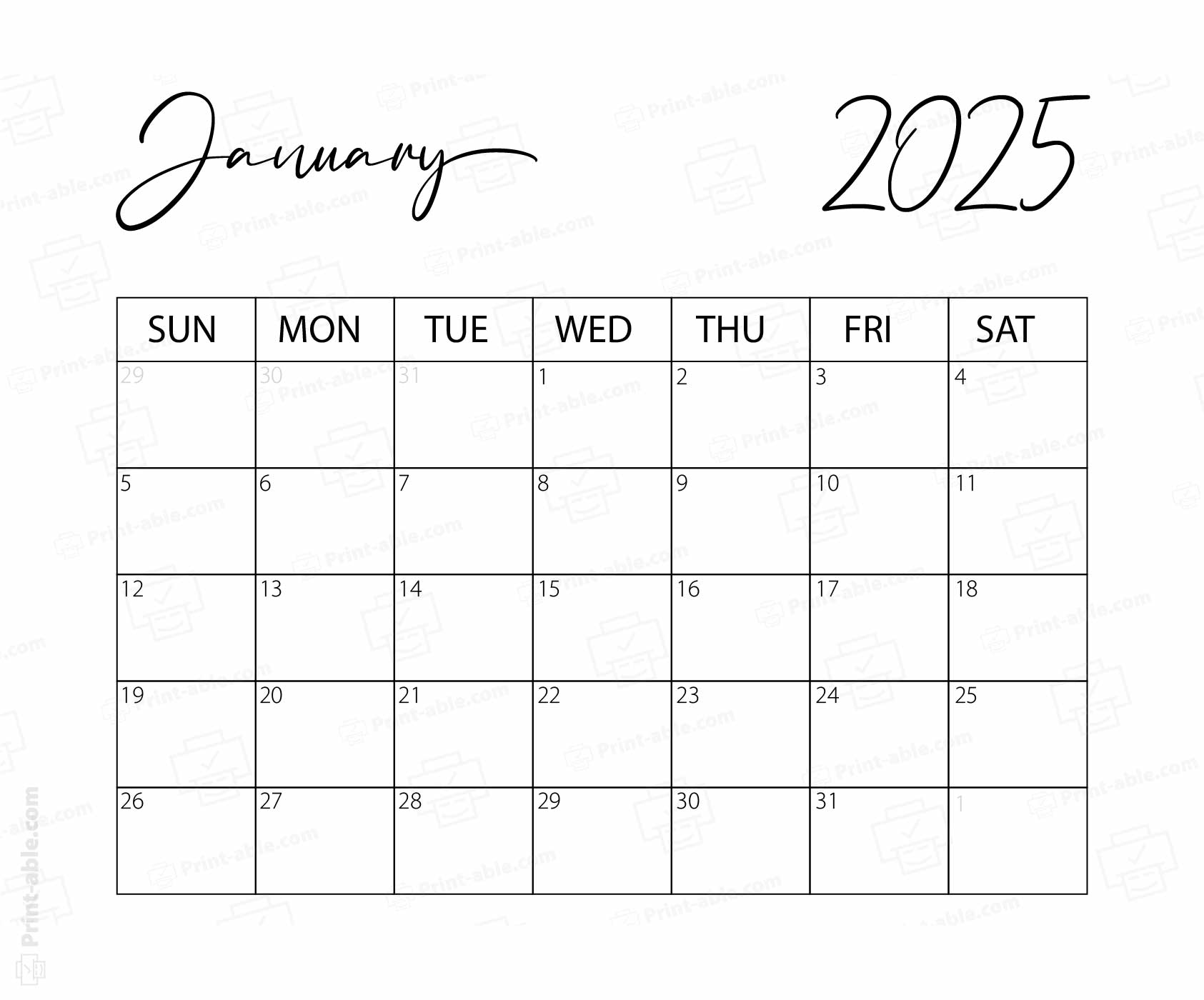 January 2025 Calendar