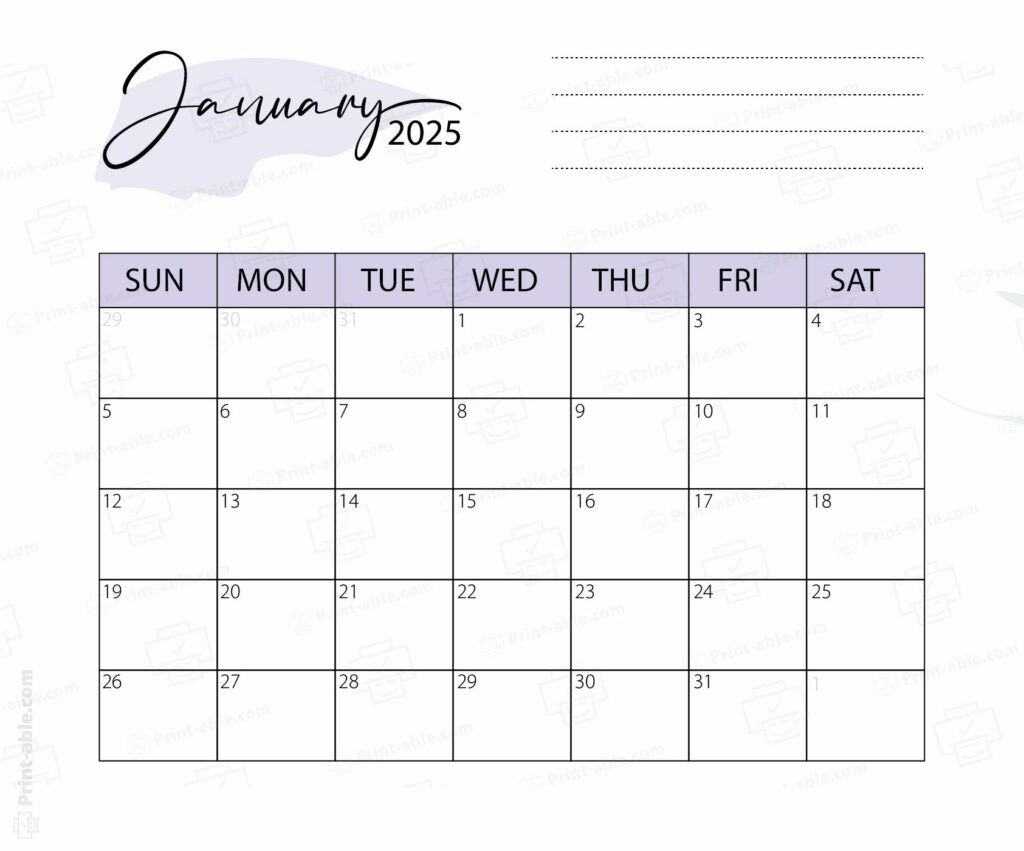 January 2025 Calendar