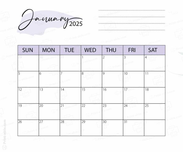 January 2025 Calendar