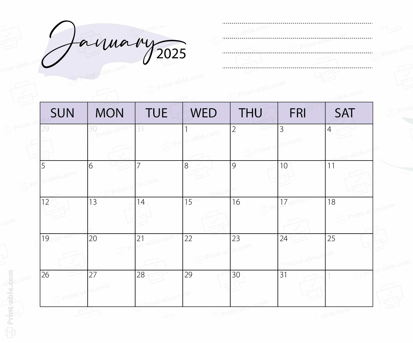 January 2025 Calendar