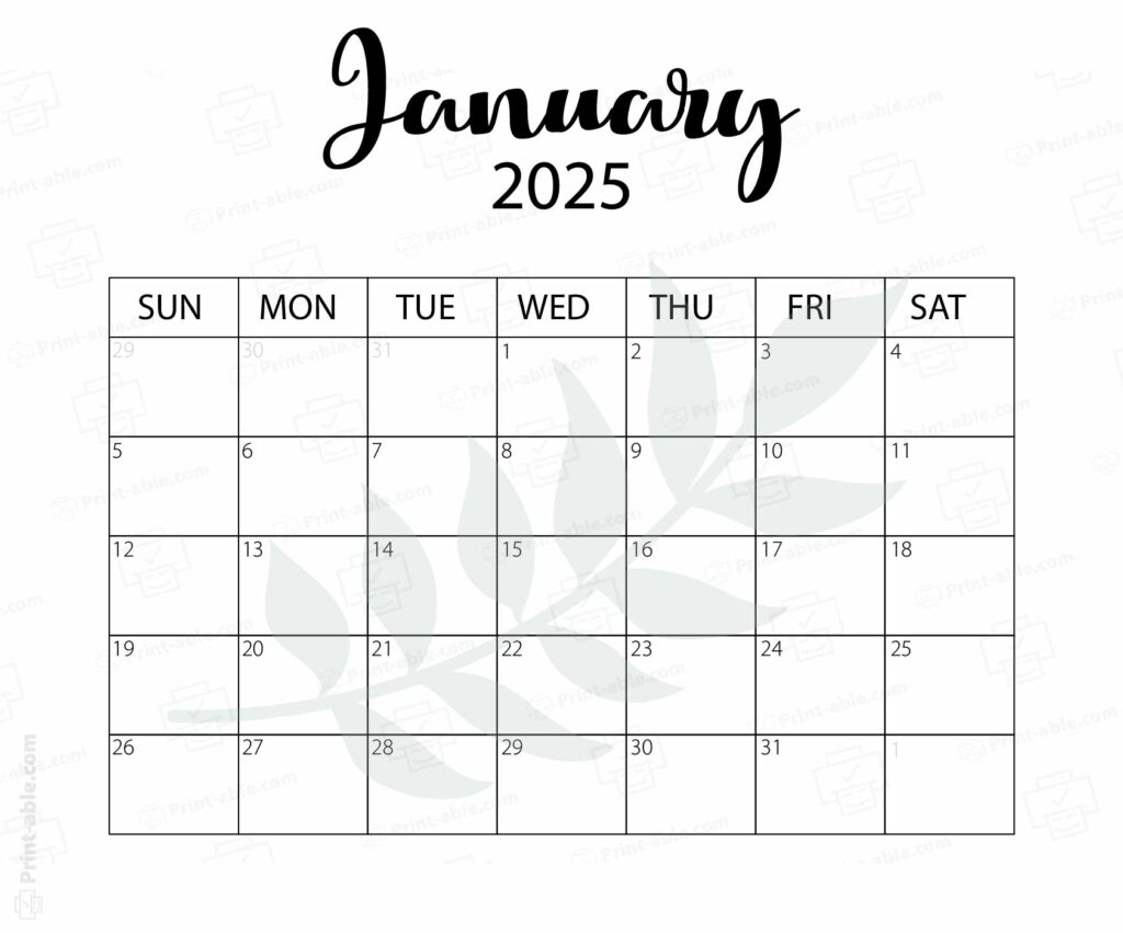 January 2025 Calendar
