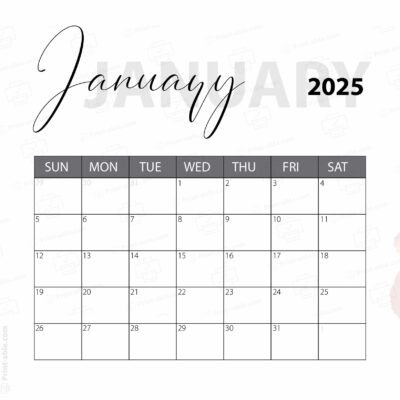 January 2025 Calendar