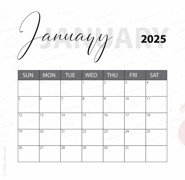 January 2025 Calendar