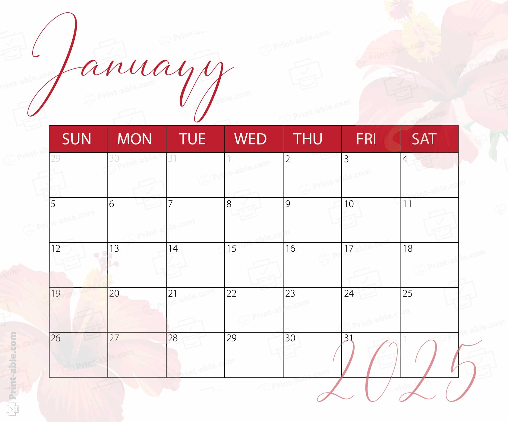 January 2025 Calendar