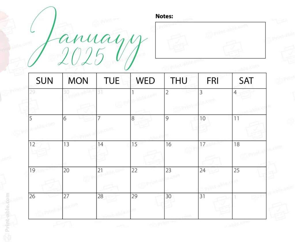 January 2025 Calendar